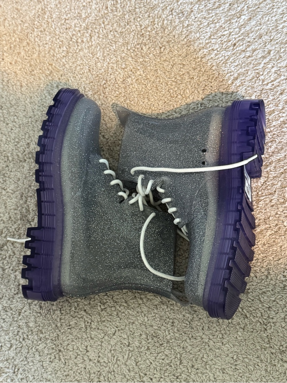 Melissa Coturno Glitter Lace-Up Boots Silver Purple US 7 - NWOT - Picture 7 of 10